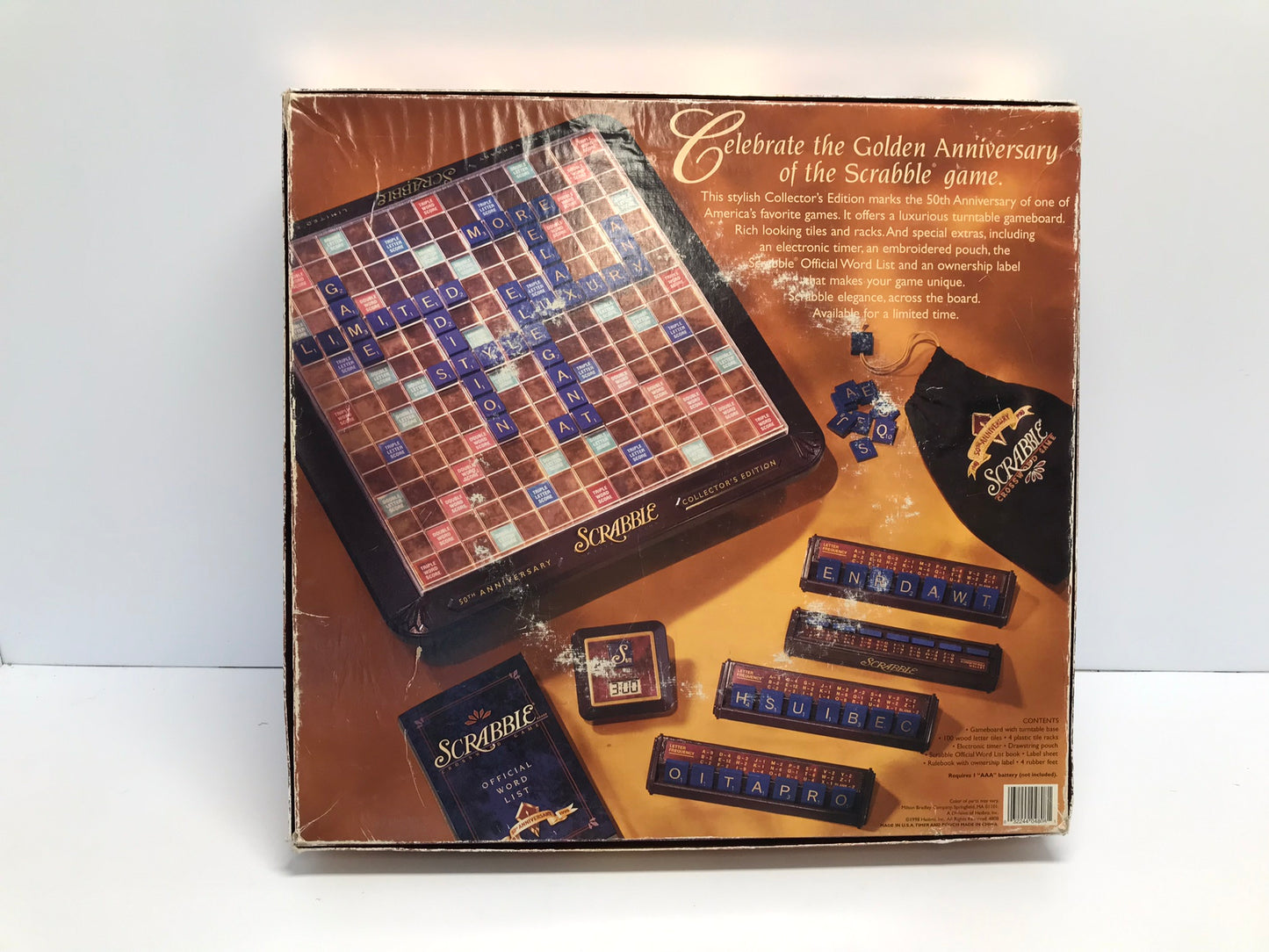Game 1998 Scrabble 50th Anniversary Turntable Board Vintage Complete 2 Letters Were Replaced Rare