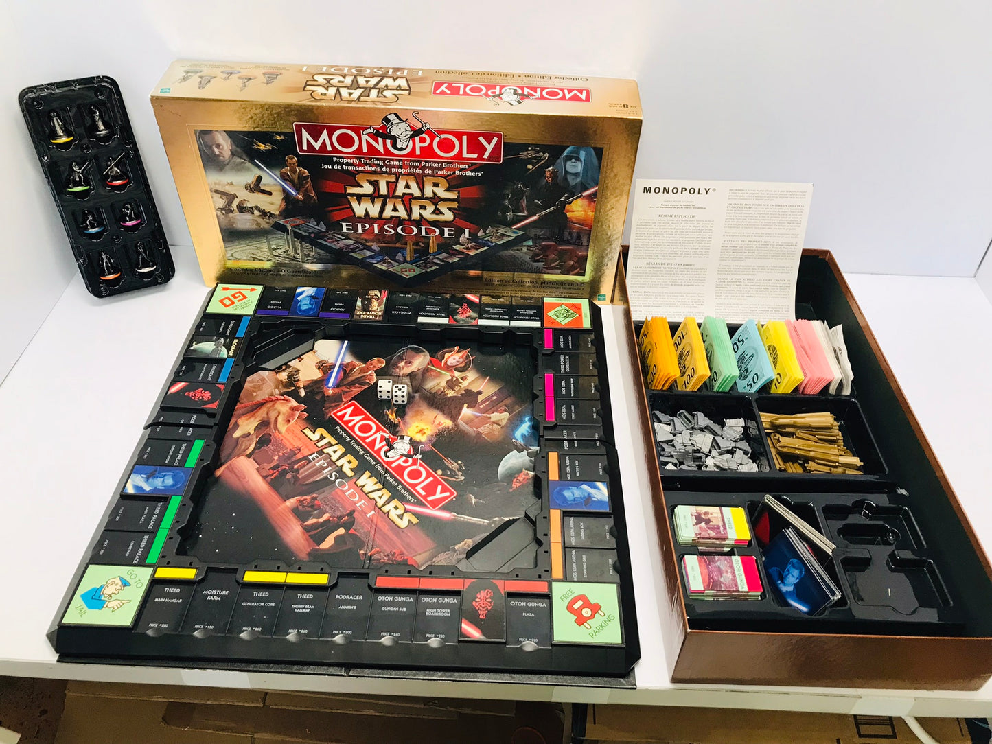 Game 1999 Star Wars Monopoly Episode 1 Collecters Edition 3D Game Board Complete Like New Rare