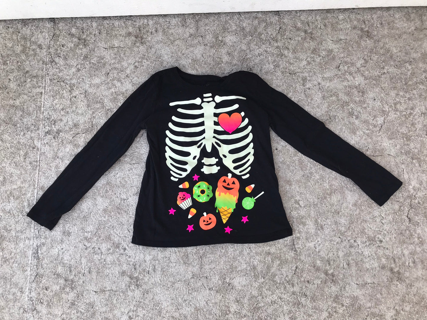 Halloween Child Size 7-8 Long Sleeve Fun Shirt Cotton Black