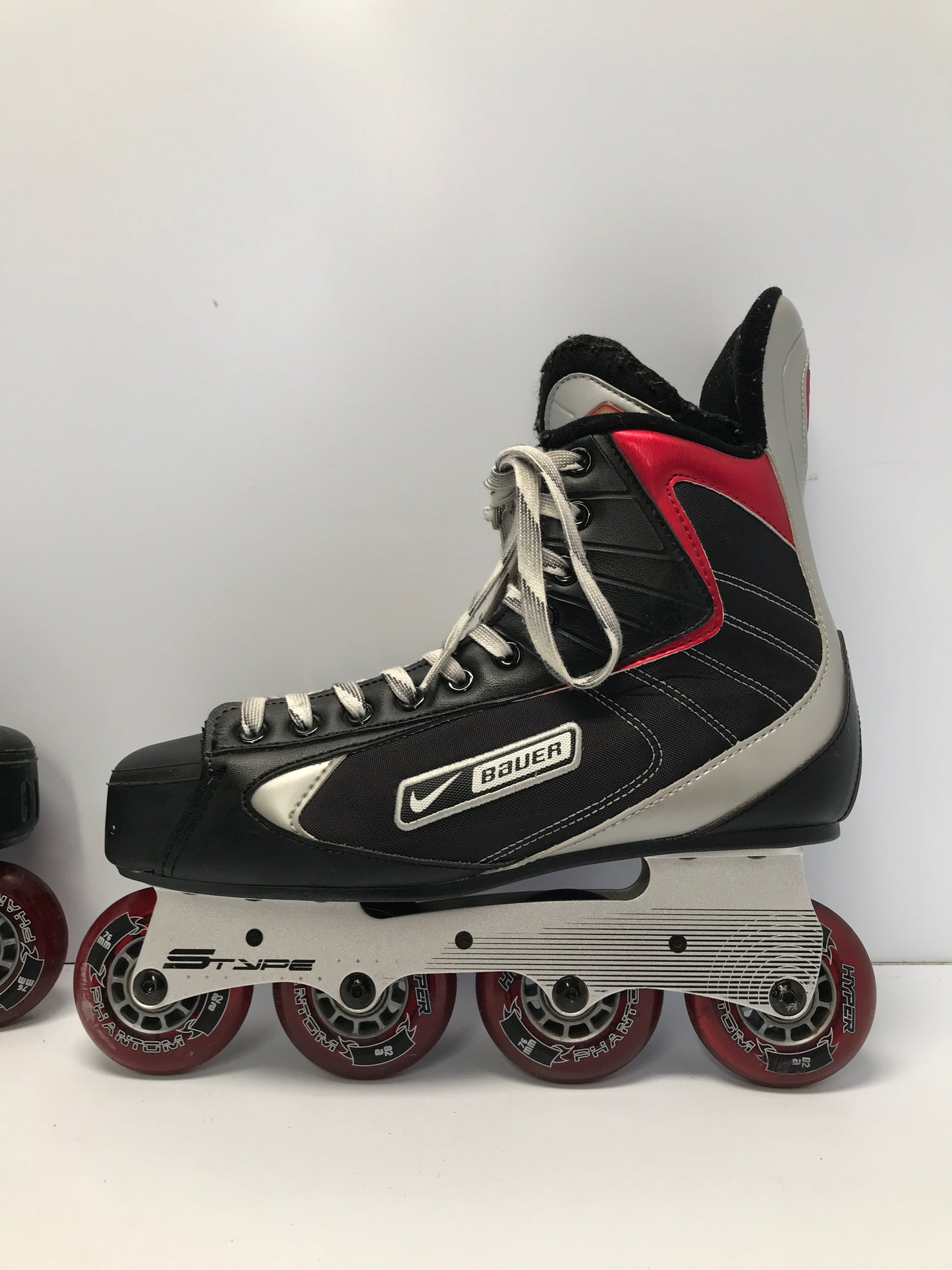 Hockey Roller Hockey Skates Men's Size 11.5 Shoe  10 Skate size Bauer Rubber Wheels Like New