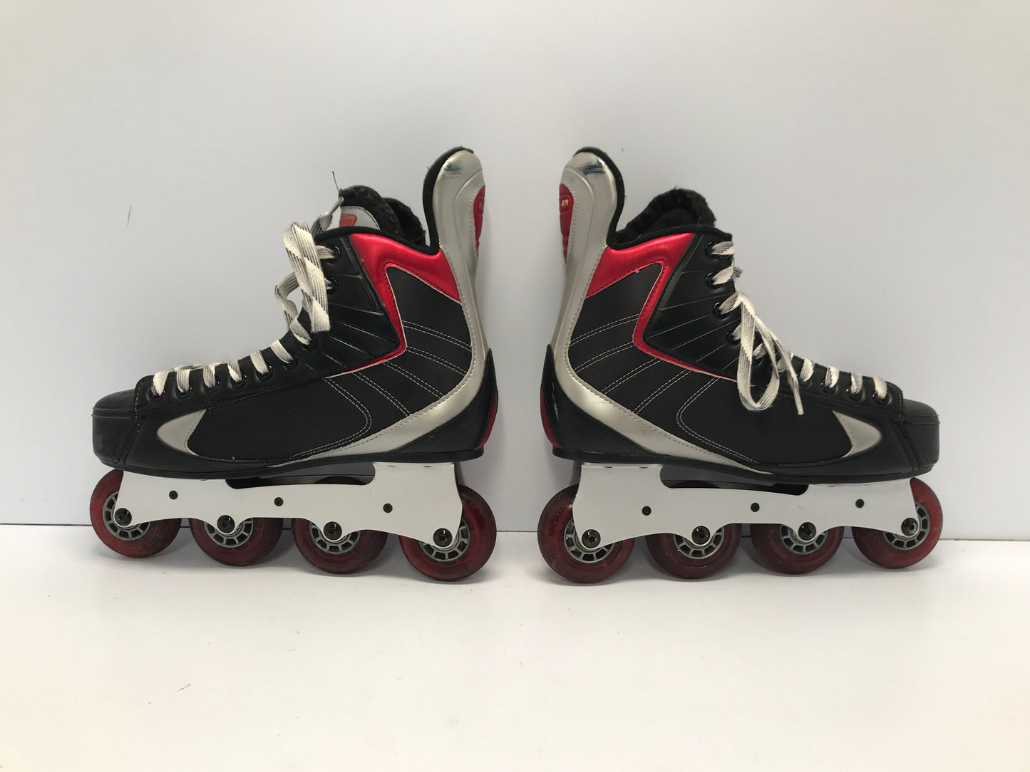 Hockey Roller Hockey Skates Men's Size 11.5 Shoe  10 Skate size Bauer Rubber Wheels Like New