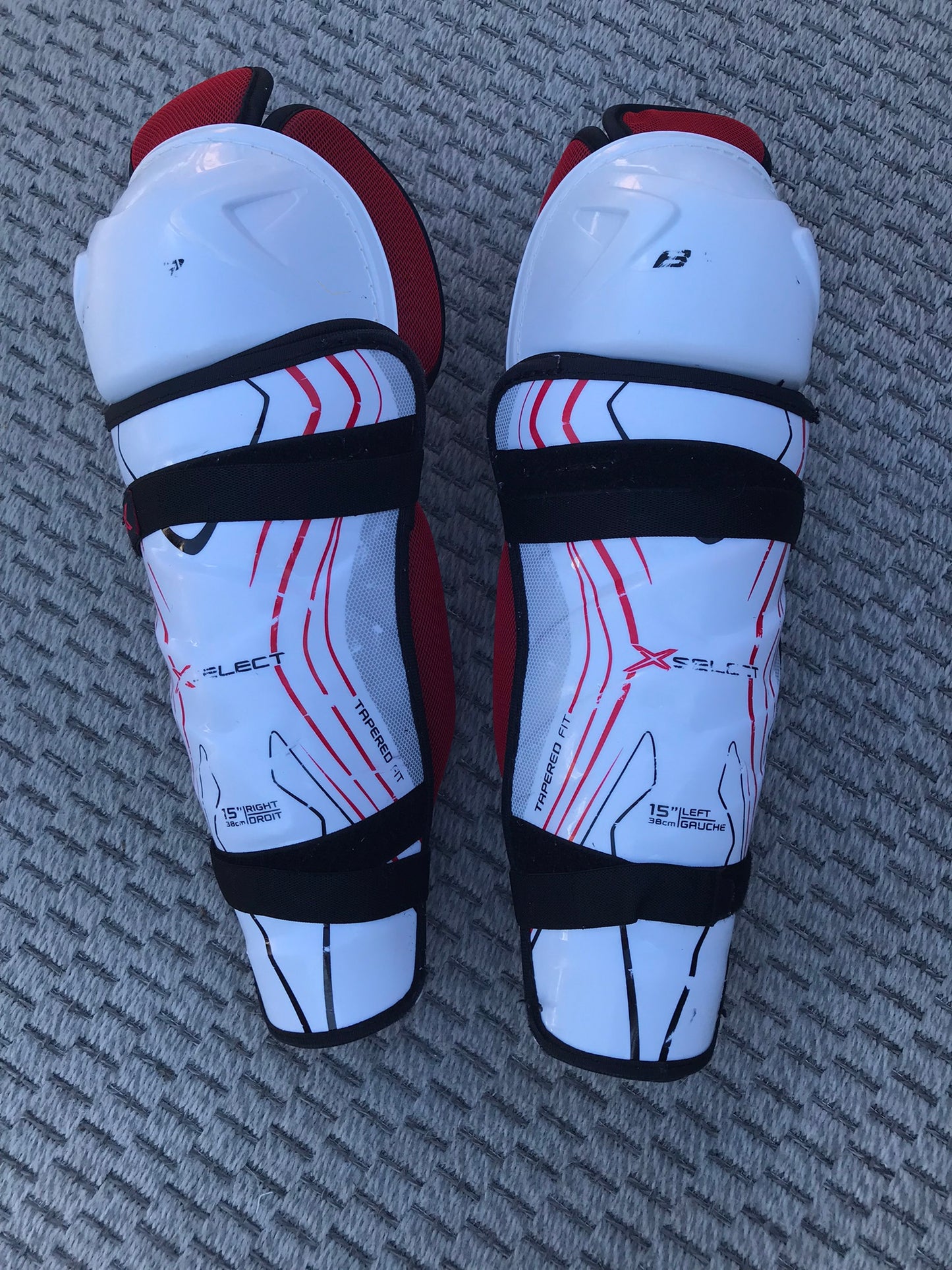 Hockey Shin Pads Men's Senior Size 15 inch Bauer Vapor X Select Tappered Leg Extra Padding