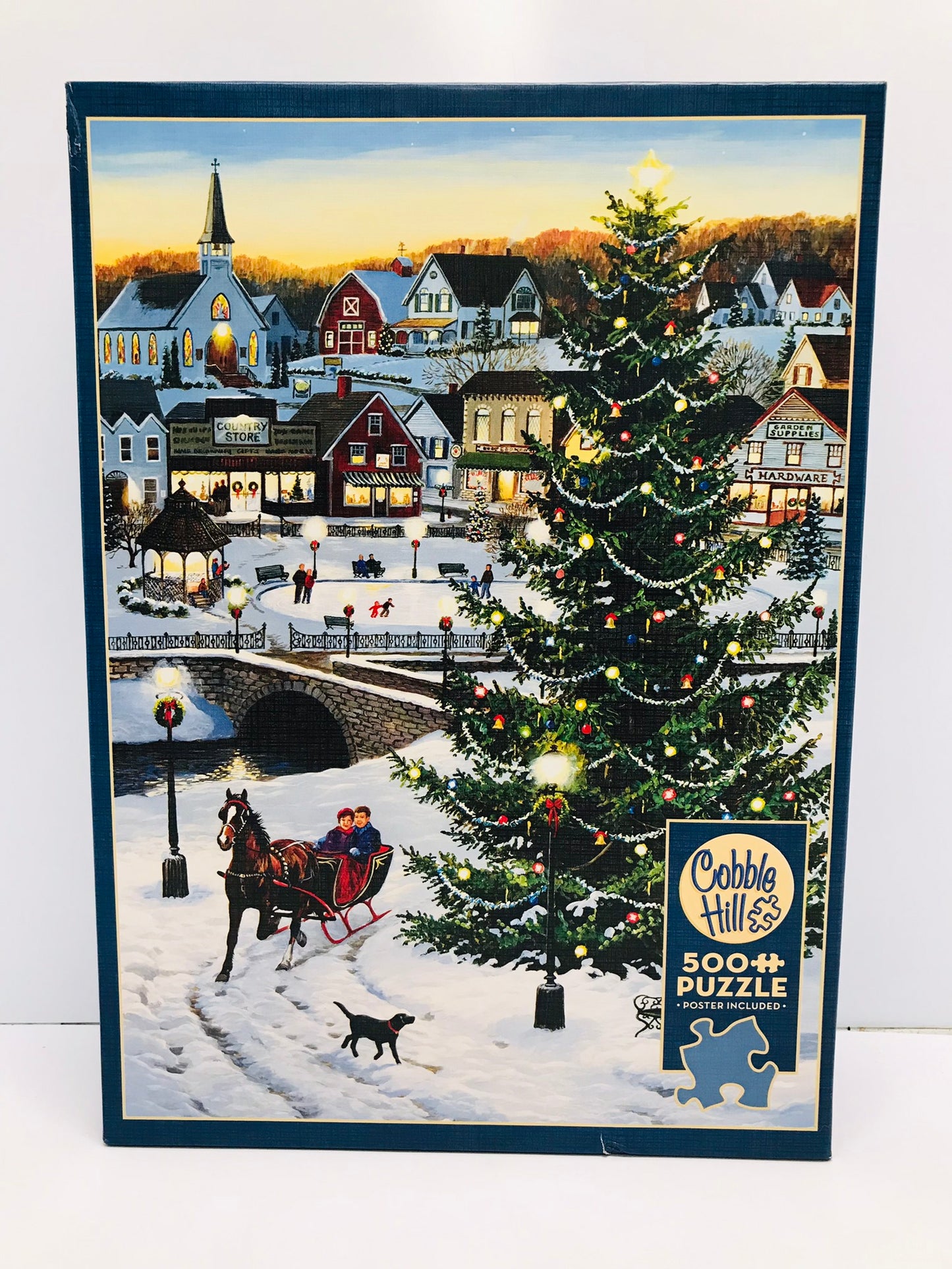 Jigsaw Puzzle Cobble Hill 500 Pc Christmas Village Tree Excellent