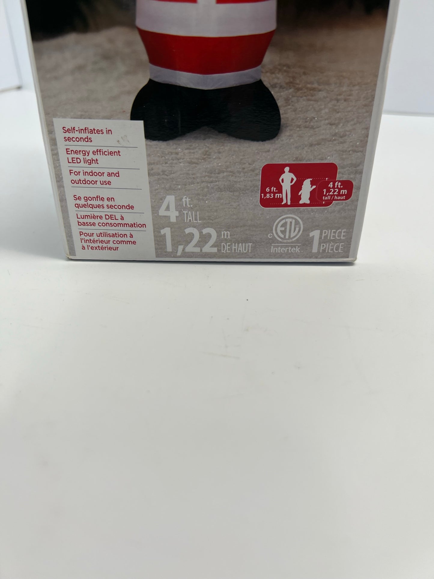 Christmas Outdoor Decorations Santa Claus 4 Feet Tall Self Inflates In Seconds LED Lights Inflatable Used Once