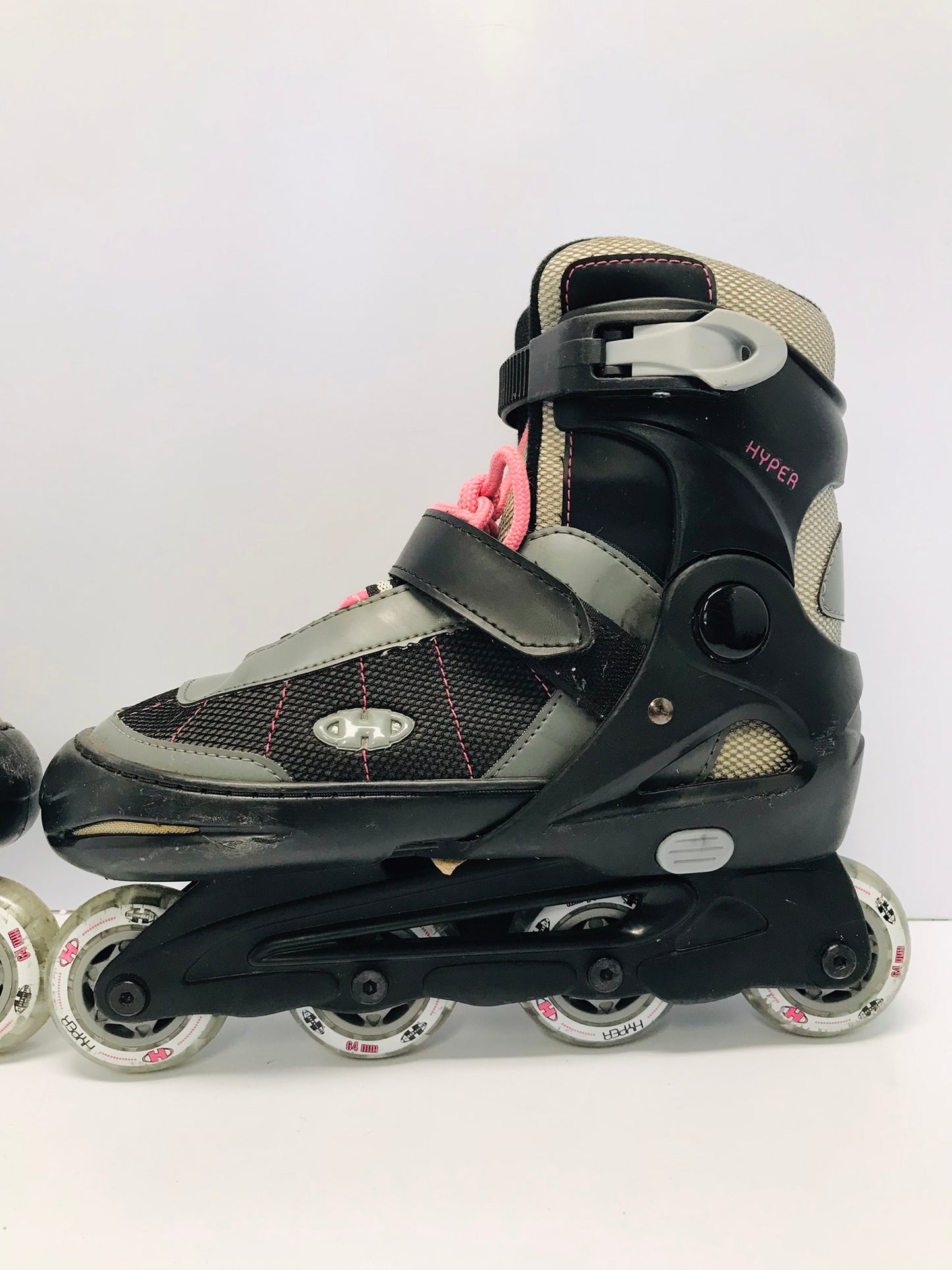 Inline Roller Skates Hyper Child Size 3-6 Youth Black Grey Pink