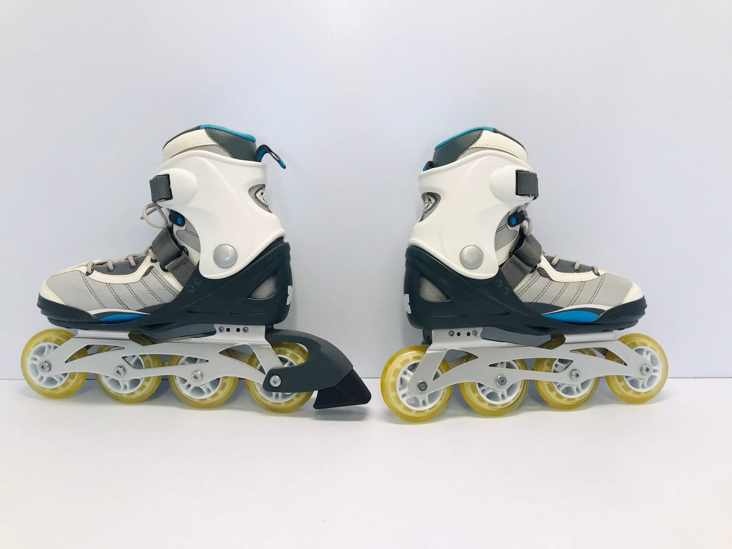 Inline Roller Skates Ladies Size 8 Bladerunner Rubber Wheels Blue White and Grey New Demo Model