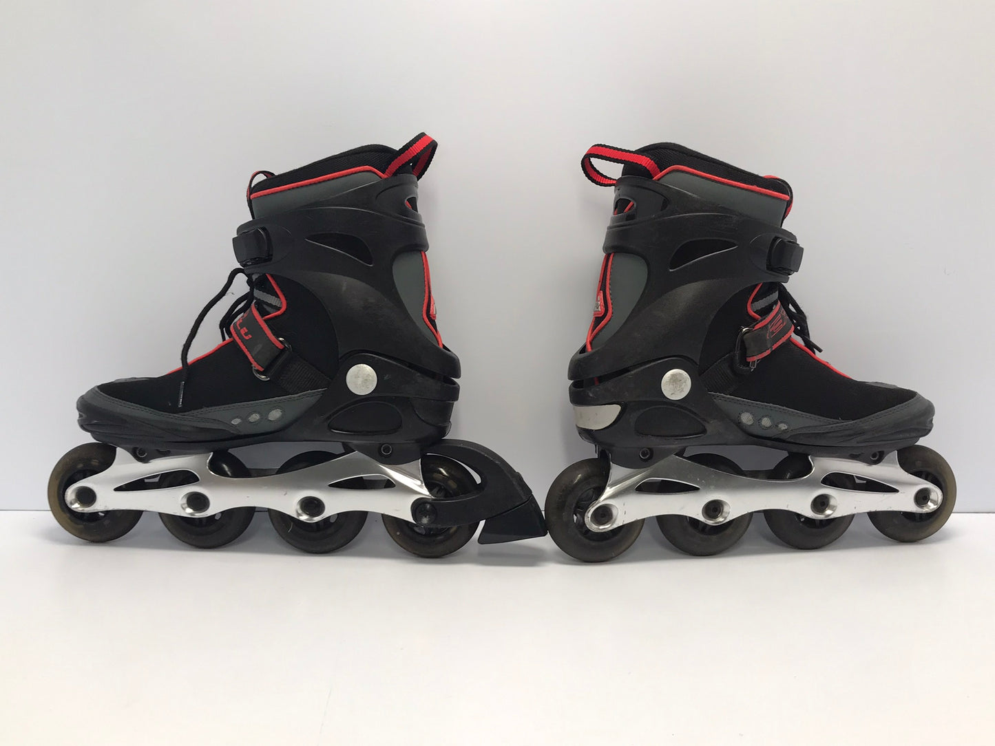 Inline Roller Skates Men's Size 8 K-2 Rubber Wheels Black Red Like New