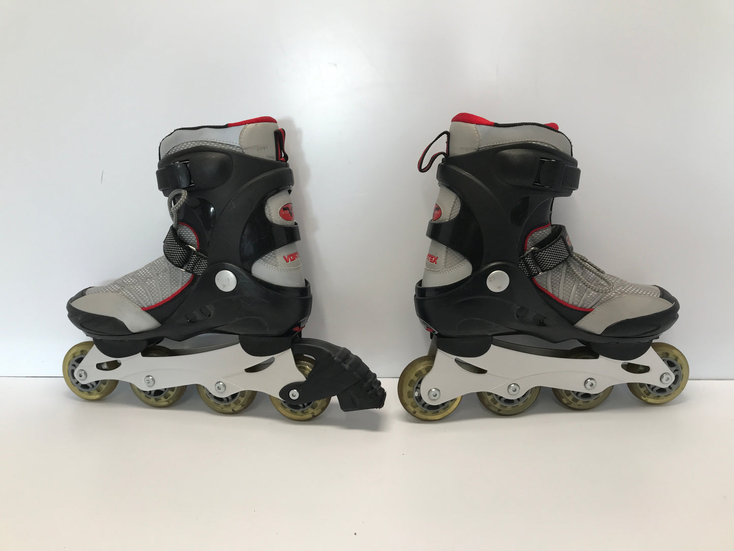 Inline Roller Skates Men's Size 9 Ladies Women's Size 10 Vortex Black Red Grey Excellent