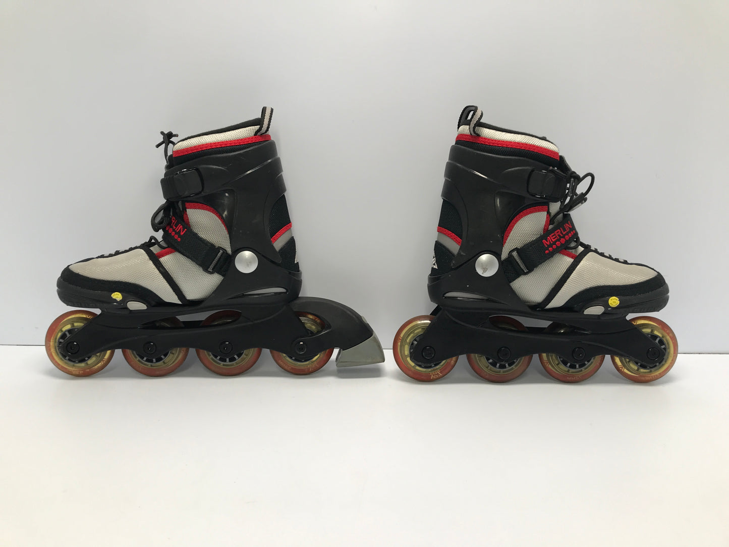 Inline Skates Child Size 1-5Adjustable K.2 Merline Black Red Rubber Tires Excellent