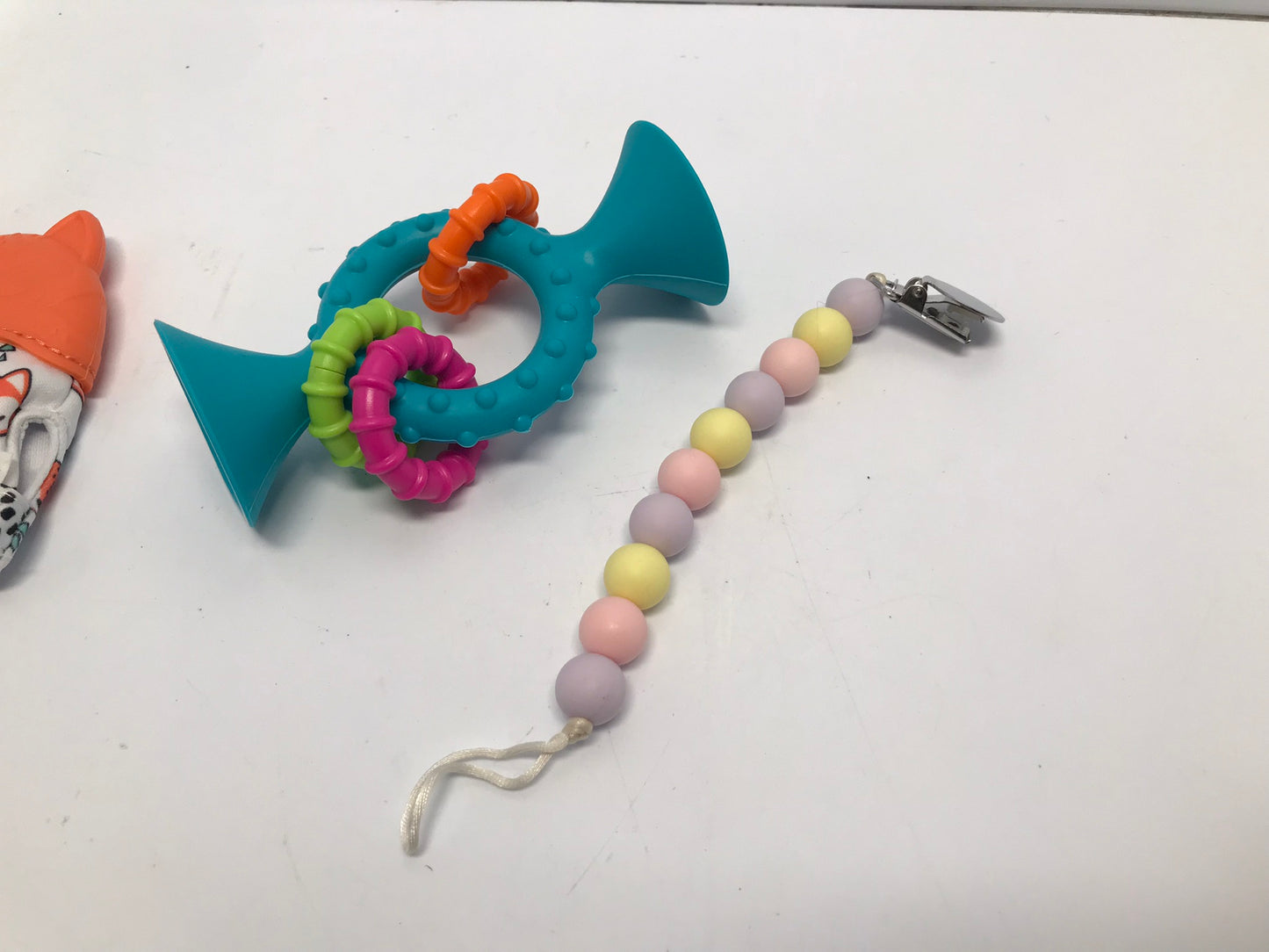 Itzy Rizy Baby Spoon, Fat Brain Teether, Itzy Rizy Fox Glove Teether, Teether Bead Clip For Pacifier