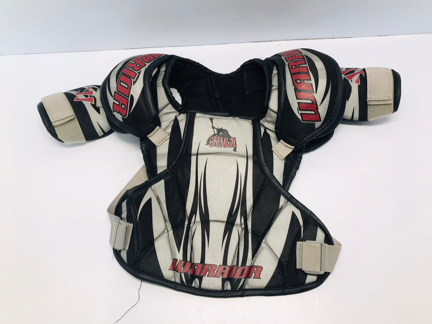 Lacrosse Shoulder Chest Pad Child Size Junior Large 10-12 Warrior Grey Black Red Excellent