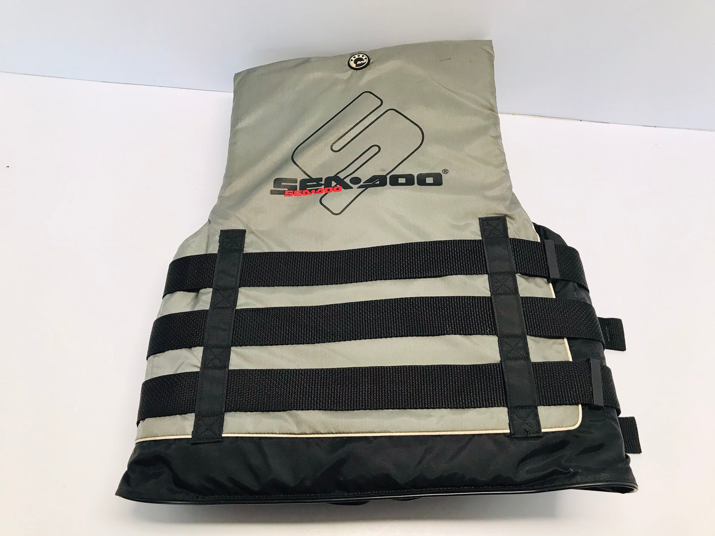 Life Jacket Adult Size X Small Sea Doo 4 Buckle Surf, Ski Water Sports Grey Black Neoprene Like New