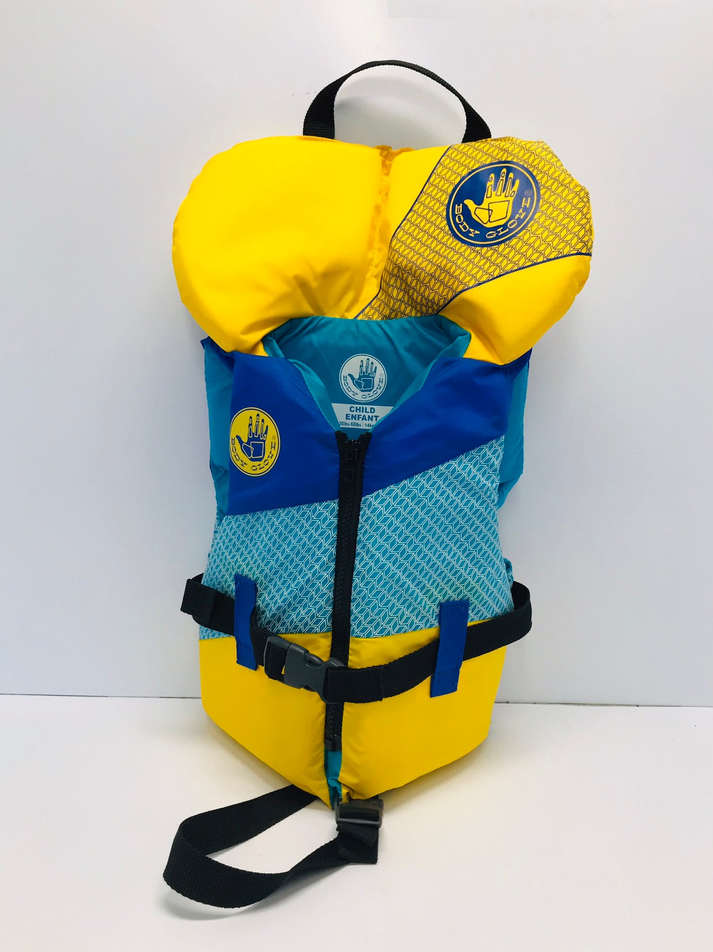 Life Jacket Child Size 30-60 Lb Body Glove Blue Yellow Like New