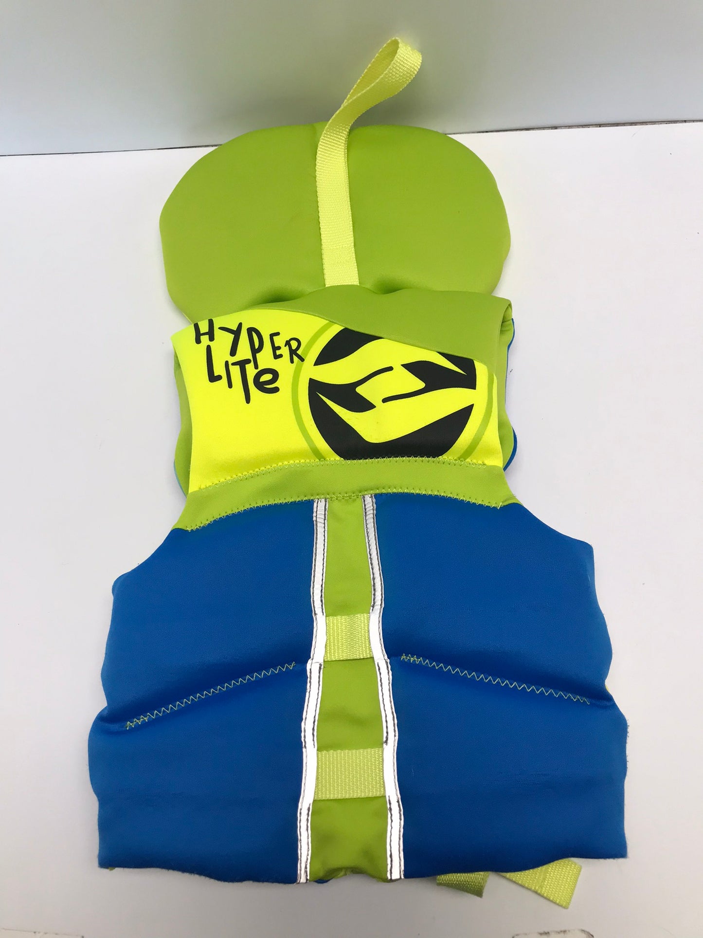 Life Jacket Child Size 30-60lbs Neoprene Hyper Lite Lime Blue Transport Canada Approved Like New