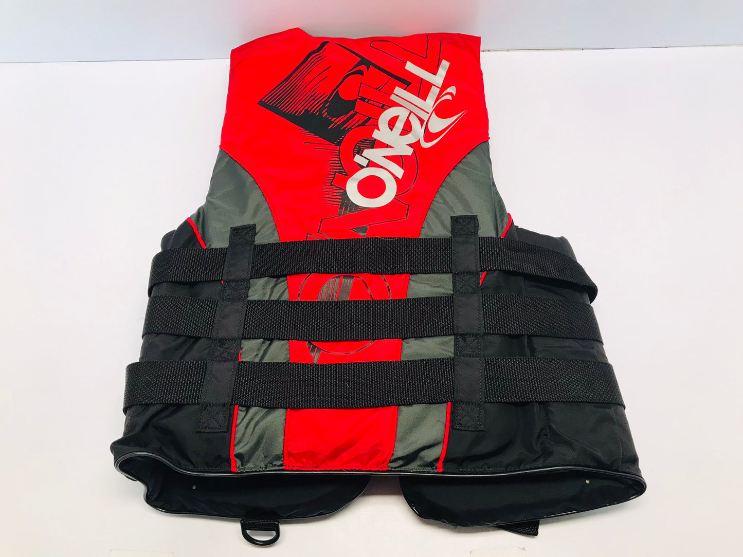 Life Jacket Men's Size Small O'Neill 4 Buckle Surf, Ski Water Sports Red Black Neoprene Like New