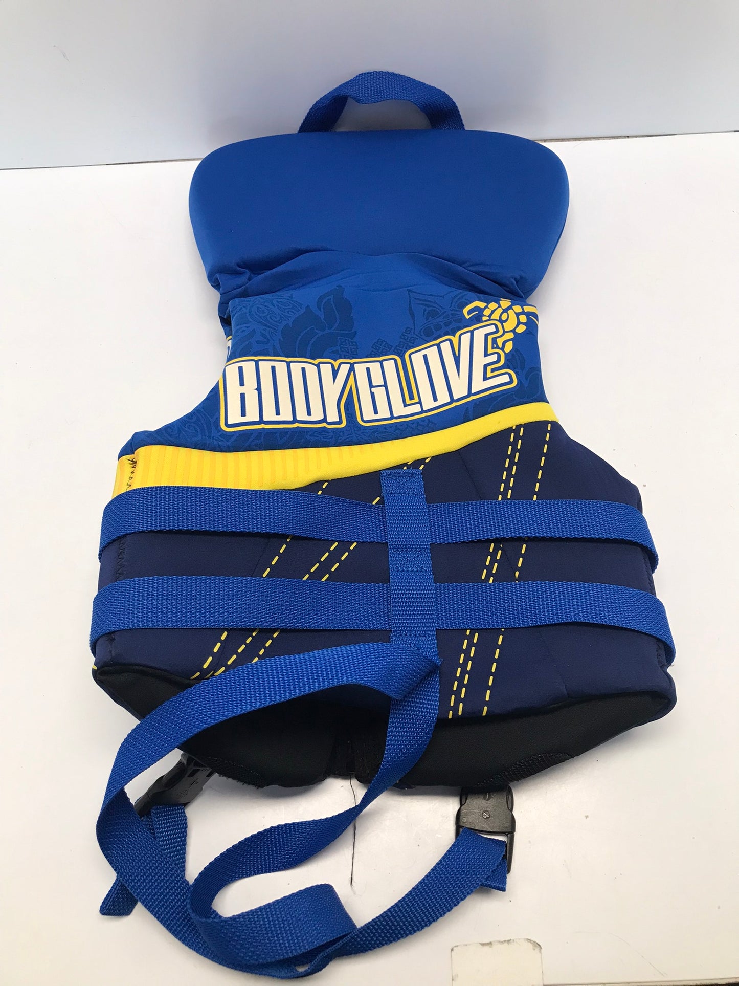 Life Jacket Vest Child Size 30-60lbs Body Glove Neoprene Blue Yellow Transport Canada Approved Like New