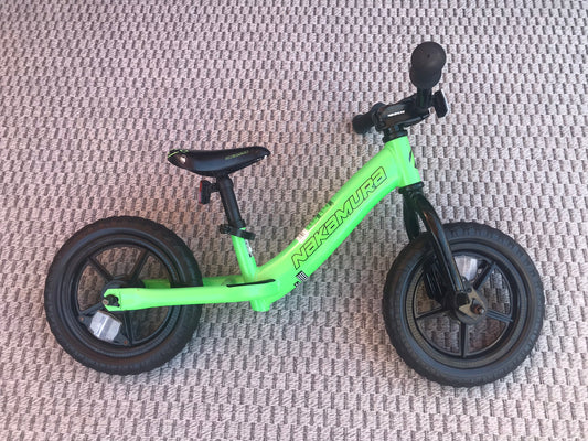 Nakamura Kids' 12 Balance Run Bike Foam Wheels Adjustable Height Lime and Black Excellent Condition