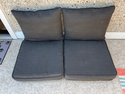 Outdoor Furniture Cushions Padio Deck RV Camping Dark Grey Like New Set Of 2 25x25x4 Seat 25x22 Pillow Outstanding Quality
