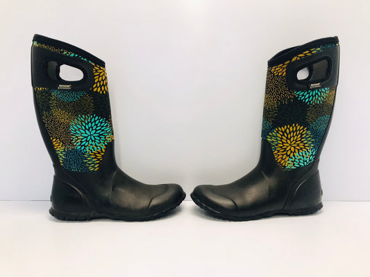 Winter Boots Rain Boots Bogs Ladies Size 9 Neoprene Black Lime