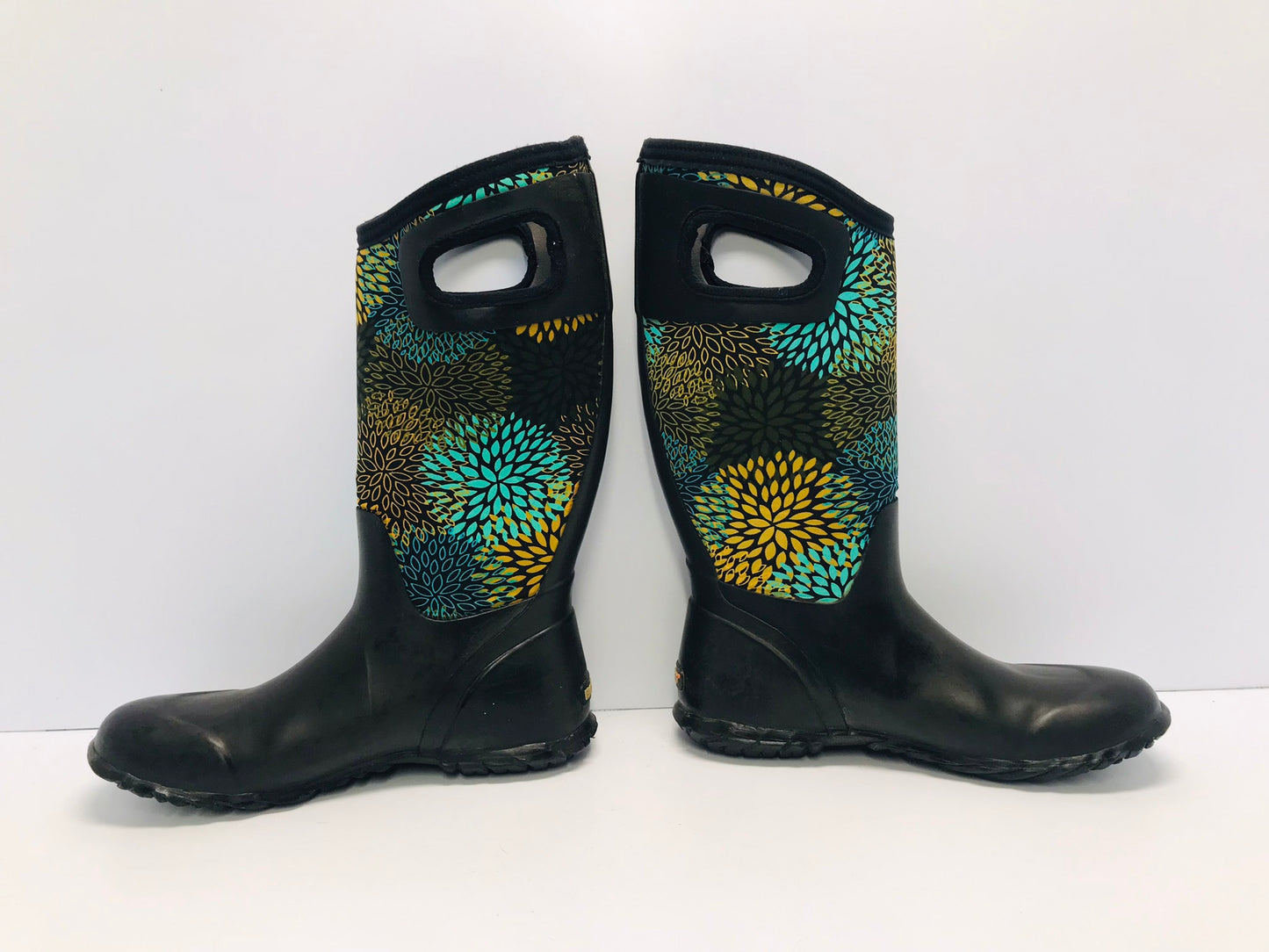 Winter Boots Rain Boots Bogs Ladies Size 9 Neoprene Black Lime