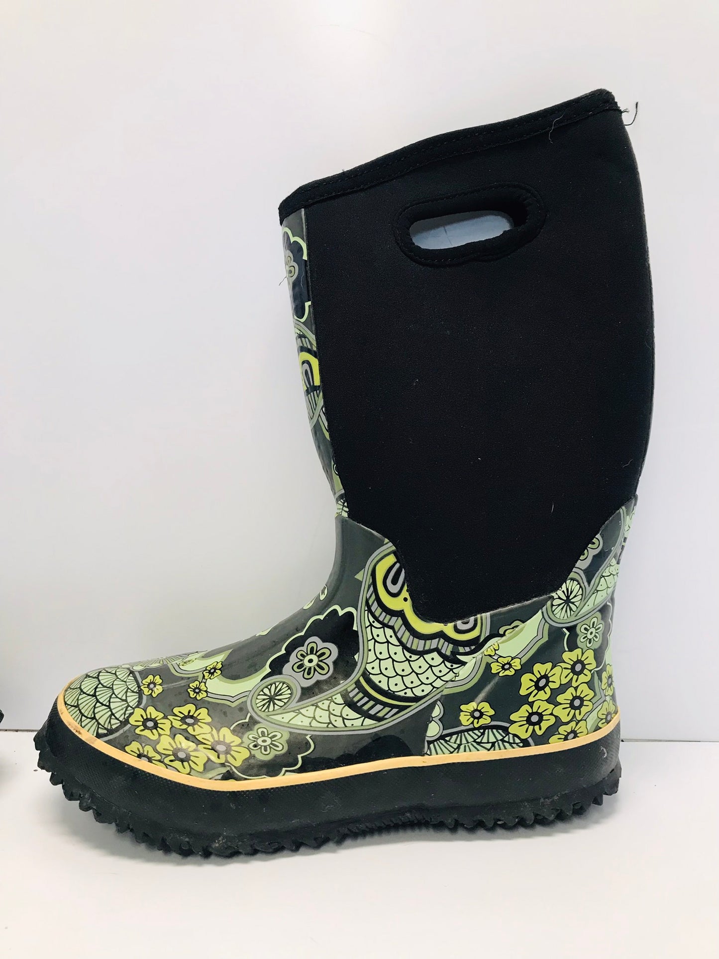 Winter Boots Rain Boots Bogs Style Women's Size 6 Neoprene Black Lime