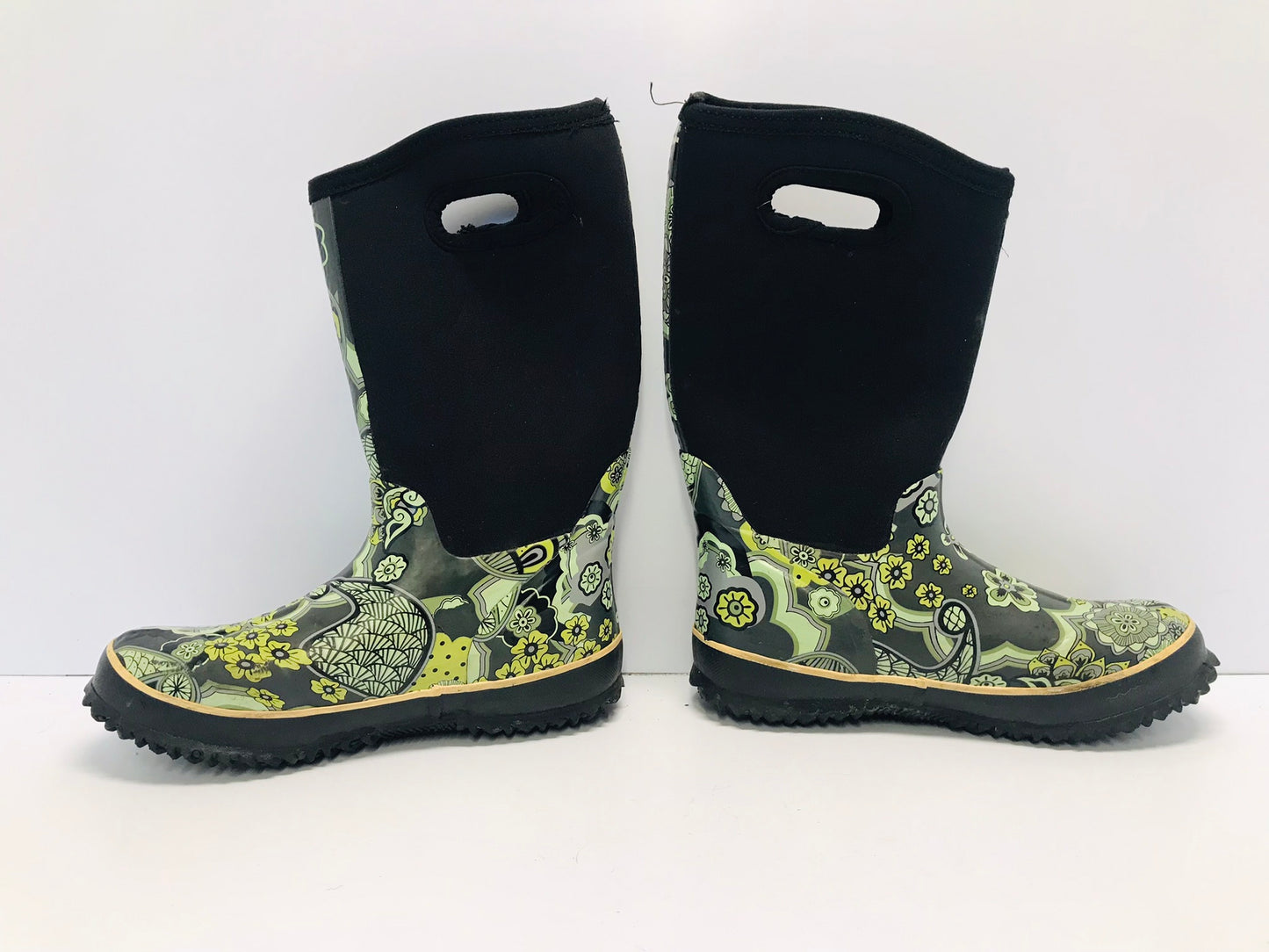 Winter Boots Rain Boots Bogs Style Women's Size 6 Neoprene Black Lime