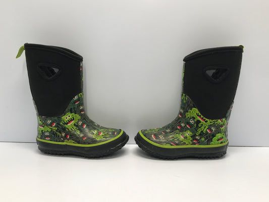 Rain Boots Bogs Style Toddler Size 9 Storm Neoprene Rubber Black Grey Slime