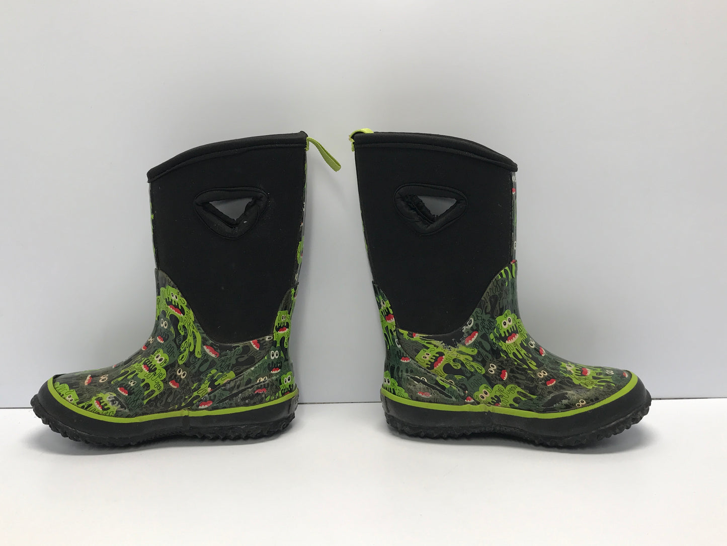Rain Boots Bogs Style Toddler Size 9 Storm Neoprene Rubber Black Grey Slime