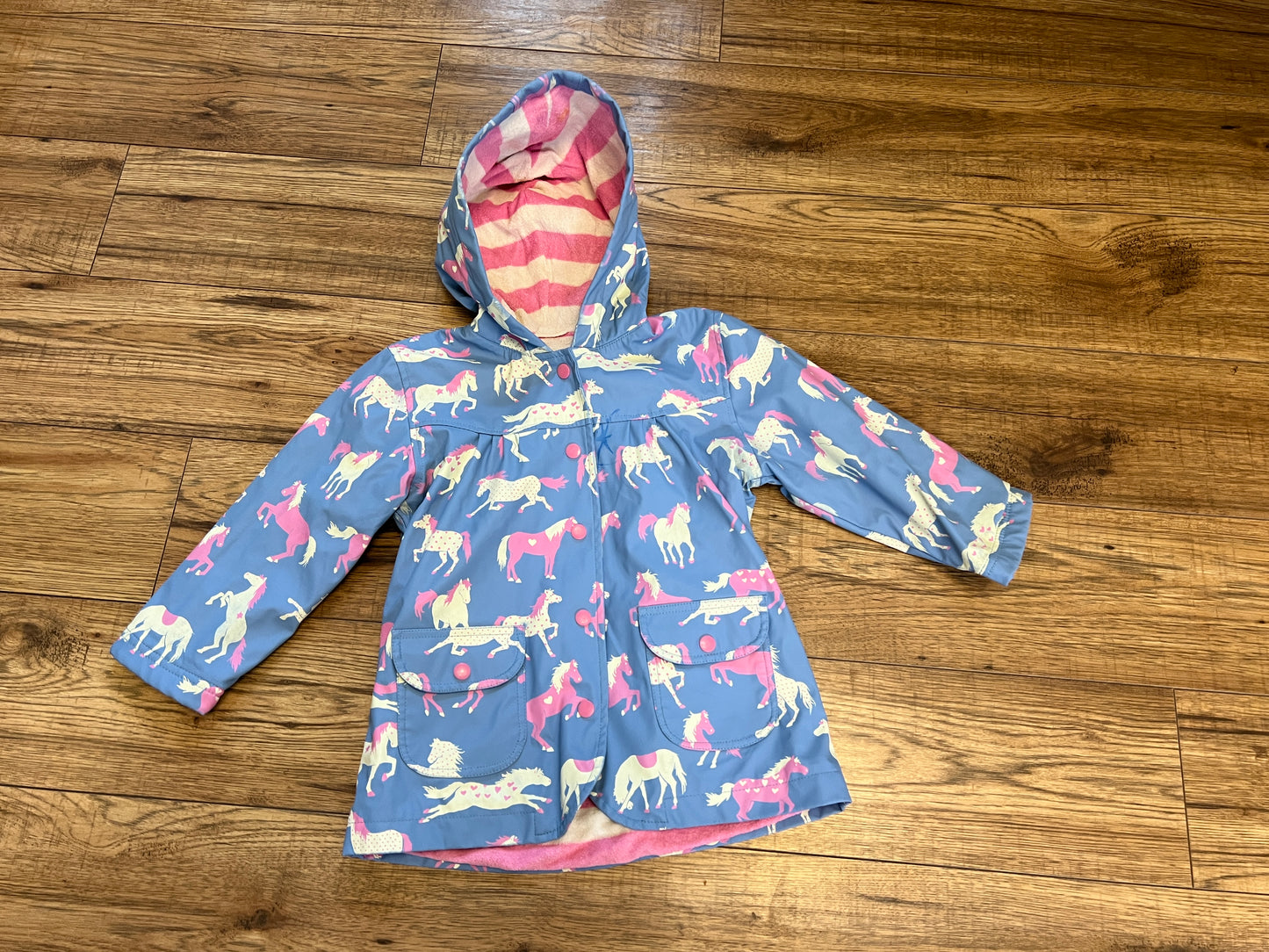 Rain Coat Child Size 4 Hatley Pink Blue Pony