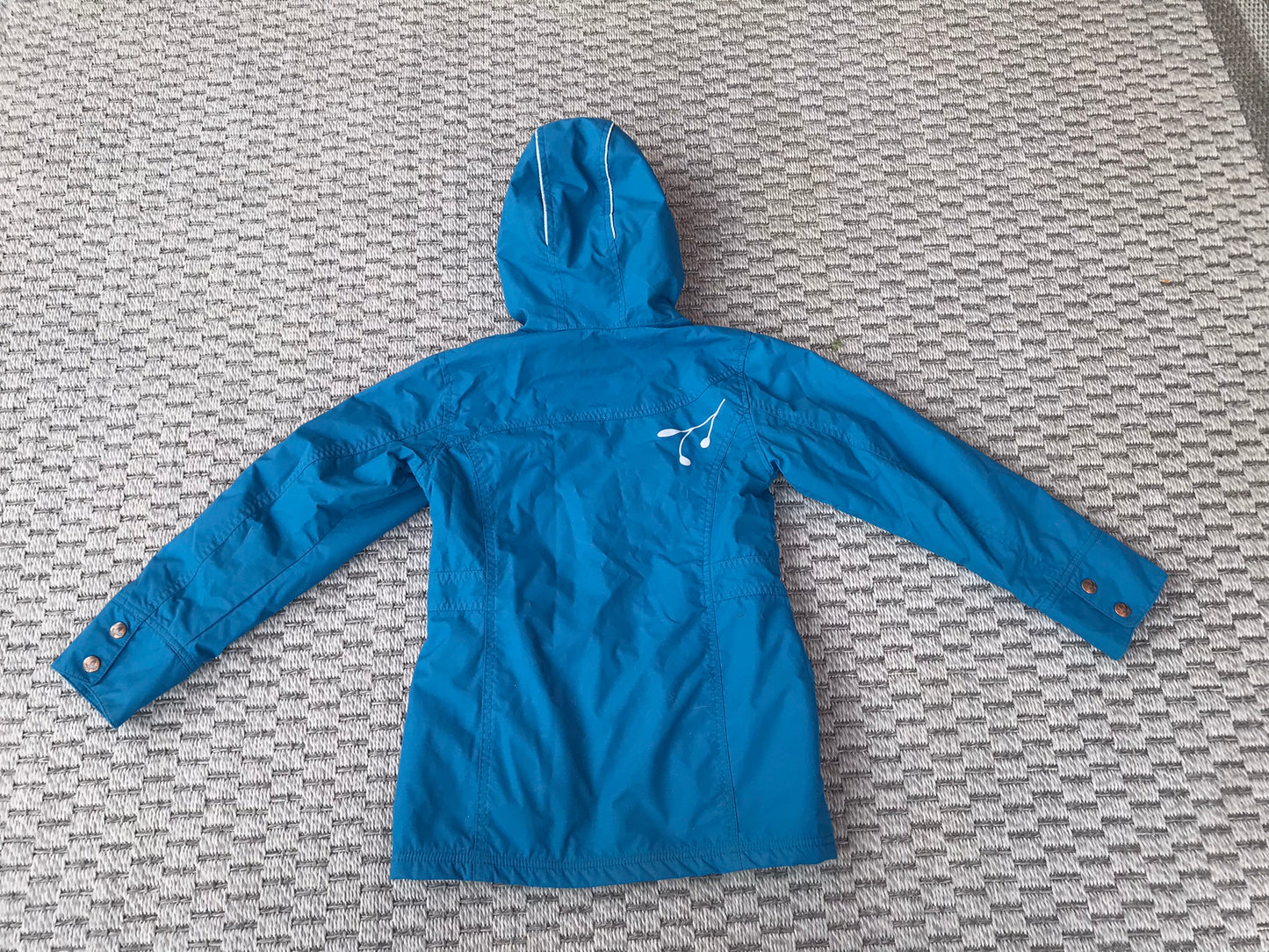 Rain Coat Child Size 6 MEC Parka With Micro Fleece Lining Inside Teal Blue