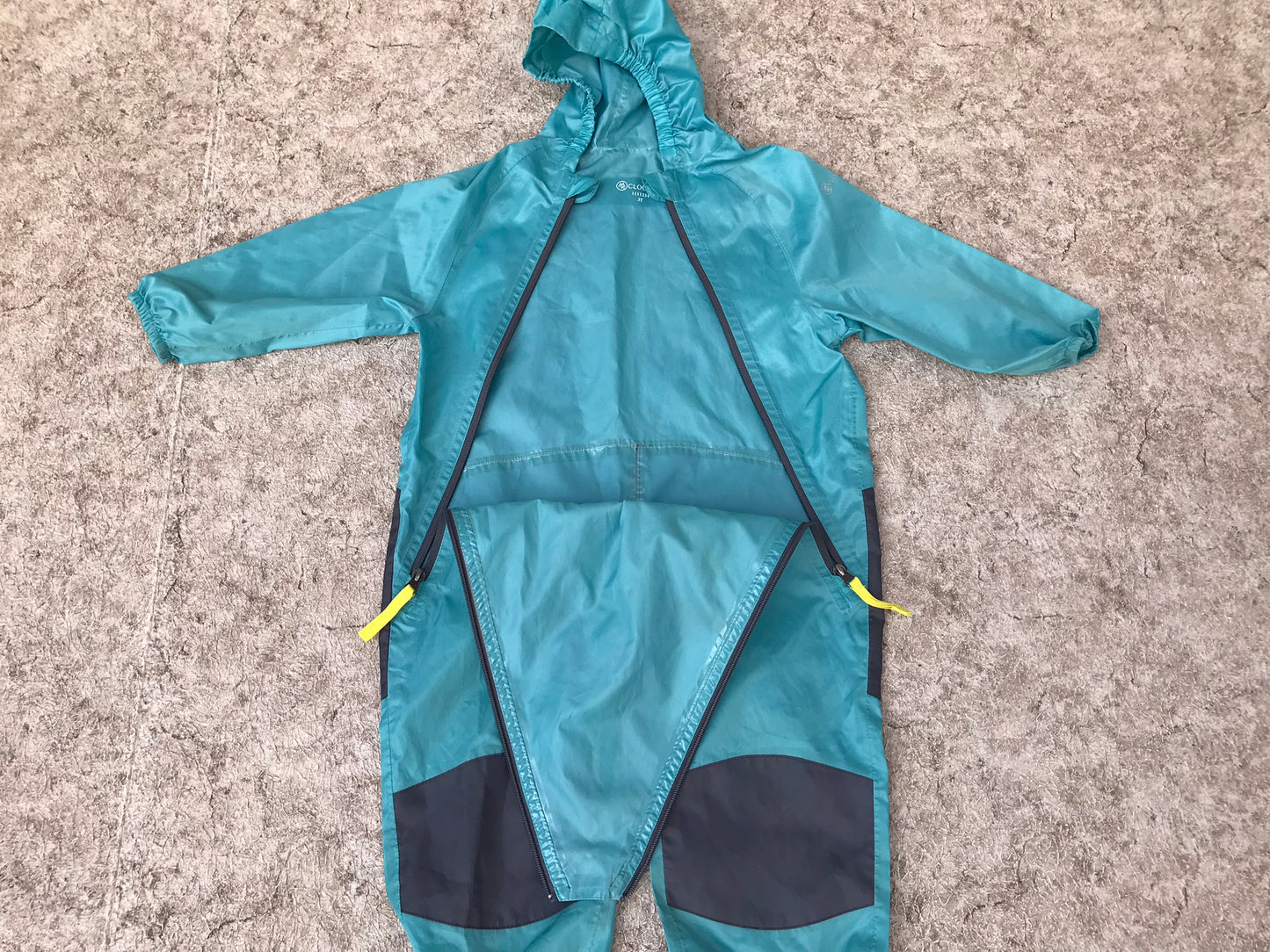 Rain Suit Child Size 3 T Muddy Buddy Cloud Veil Pants Coat Teal Grey Excellent