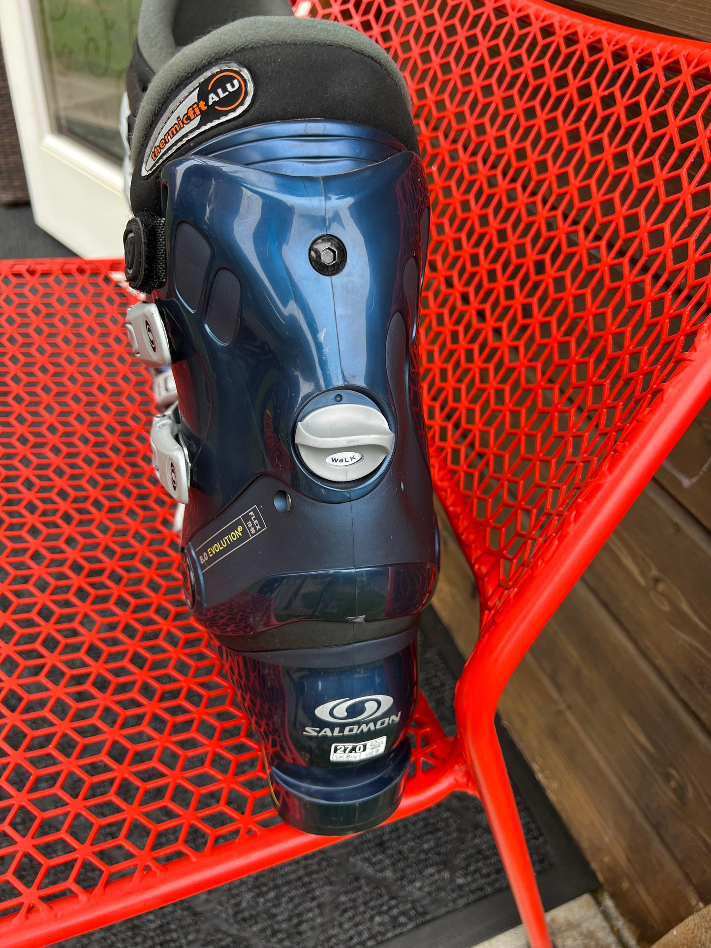 Ski Boots Mondo Size 27.0 Men Size 9 Women Size 10 Salomon 315 mm Marine Blue With Walk Ski Mode Button