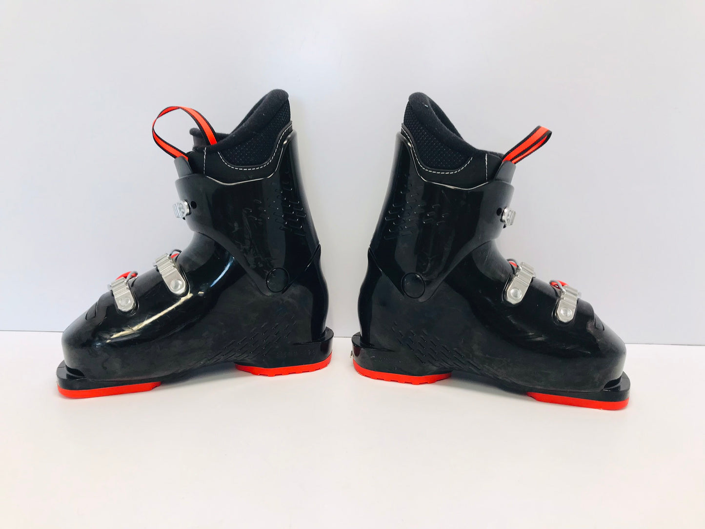 Ski Boots Mondo Size 19.5 Child Size 13.5 235 mm Rossignol JR 3 Black Tangerine Like New