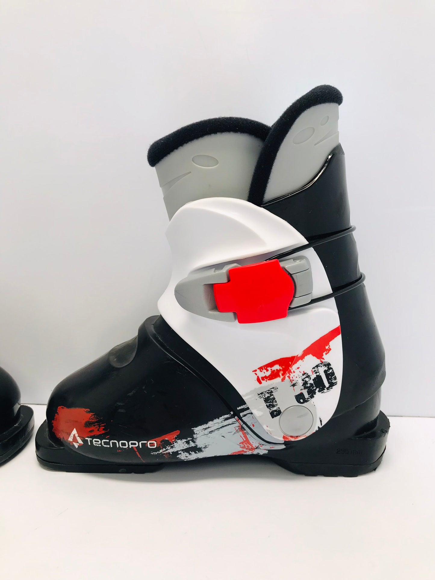 Ski Boots Mondo Size 19.5 Child Size 13 235 mm Tecno Pro Black White Like New