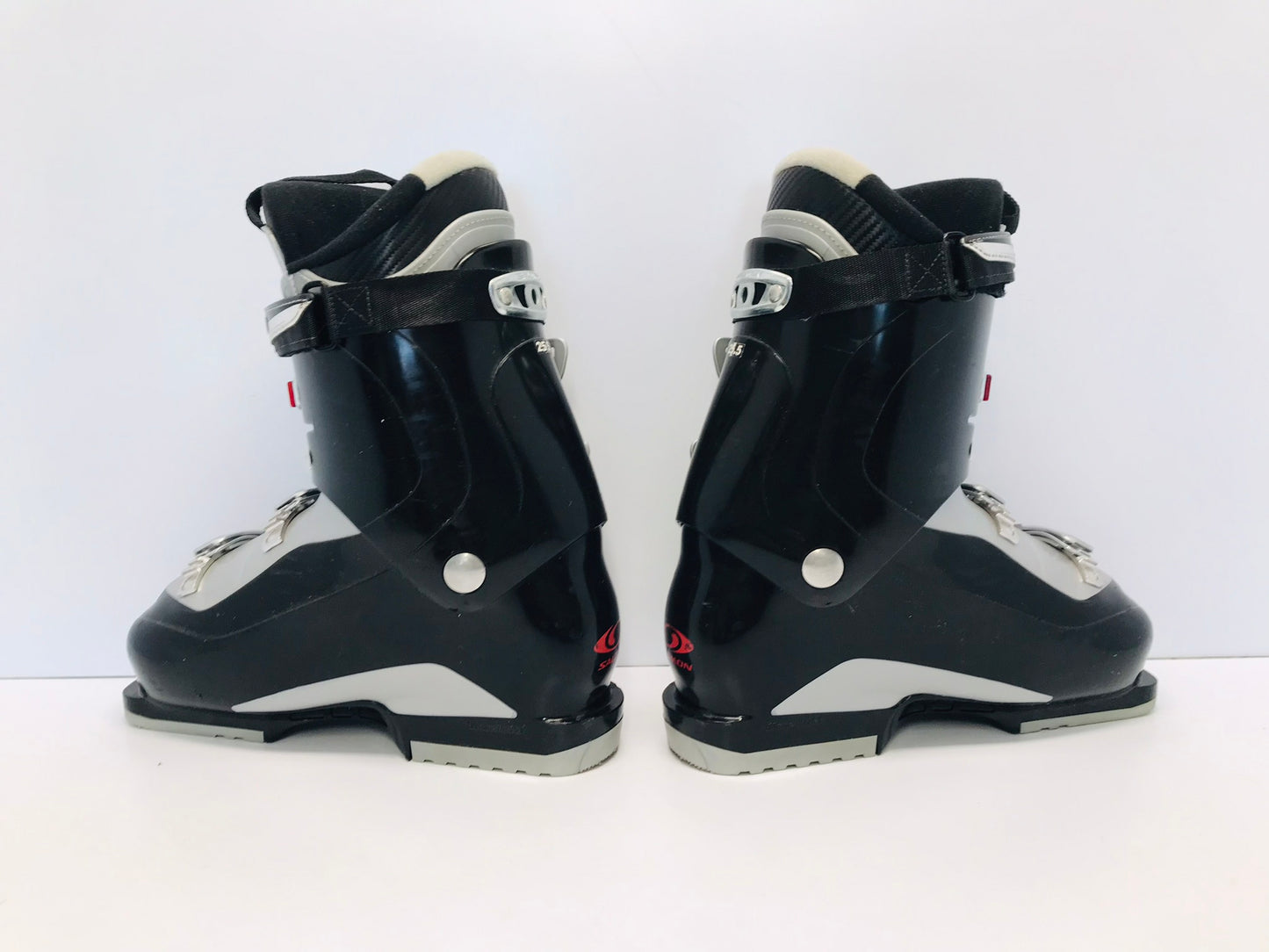 Ski Boots Mondo Size 25.5 Men's Size 7.5 Ladies Size 8.5 298 mm Salomon Mission Black Grey Red Excellent