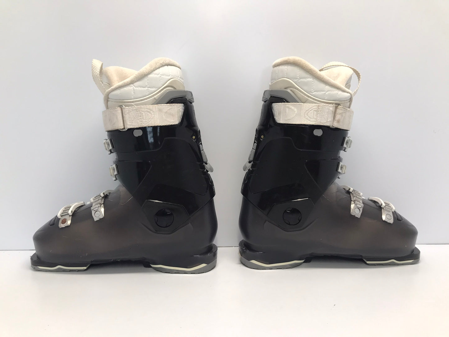 Ski Boots Mondo Size 26.5 Ladies Size 9.5 308 mm Dalbello Smokey Grey Black White Excellent