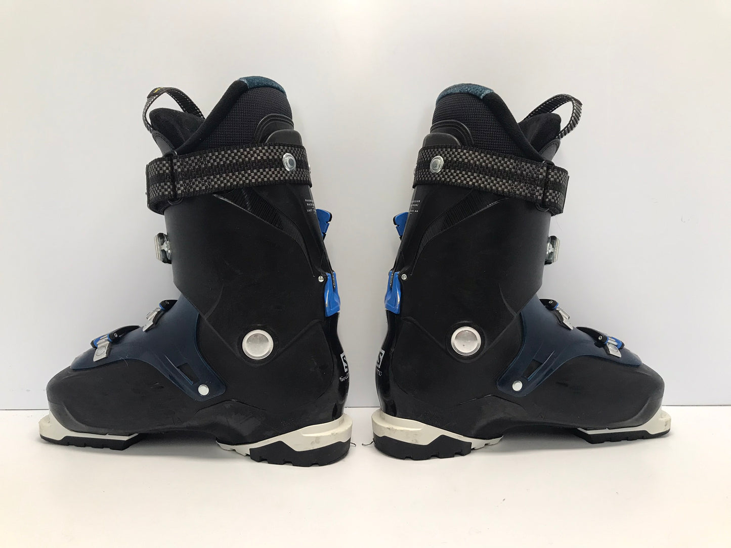 Ski Boots Mondo Size 26.5 Men's Size 8.5 Ladies Size 9.5 308 mm Salomon QST Black Blue Like New