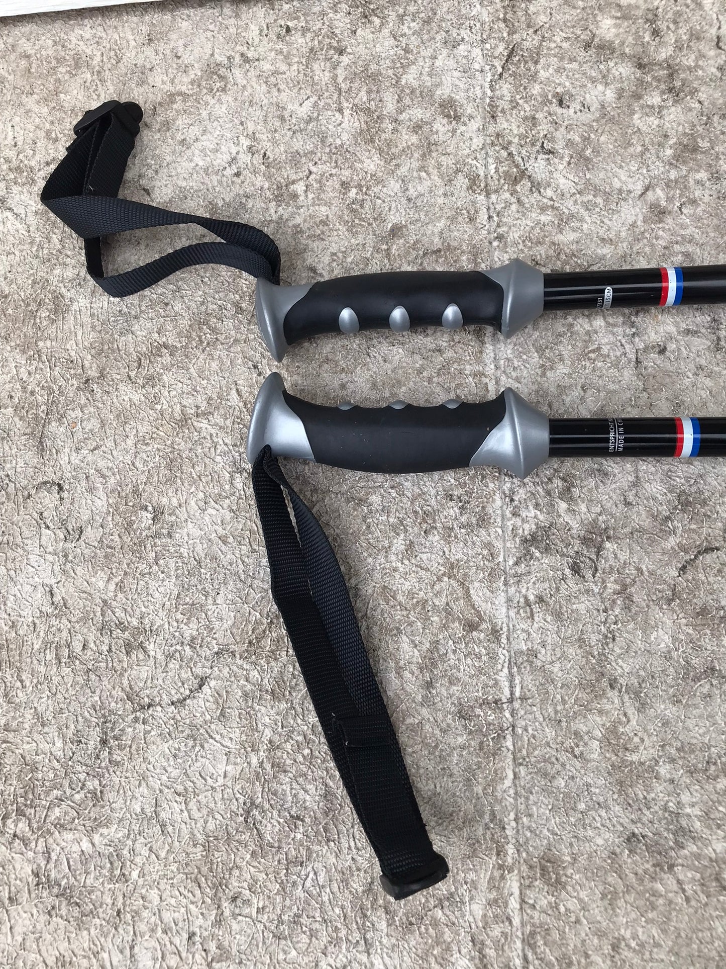 Ski Poles Adult Size 46 inch 115cm K-2 Automatic Black Grey Blue Excellent