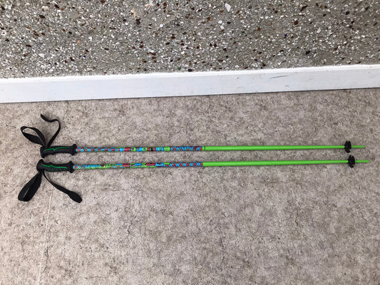 Ski Poles Adult Size 49 inch 125cm Firefly Green Red Blue Rubber Handle Excellent