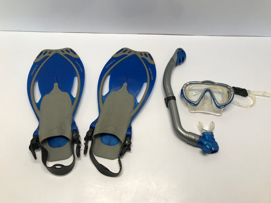 Snorkel Surf Fins Set Child Size 1-4 Body Glove Blue Grey