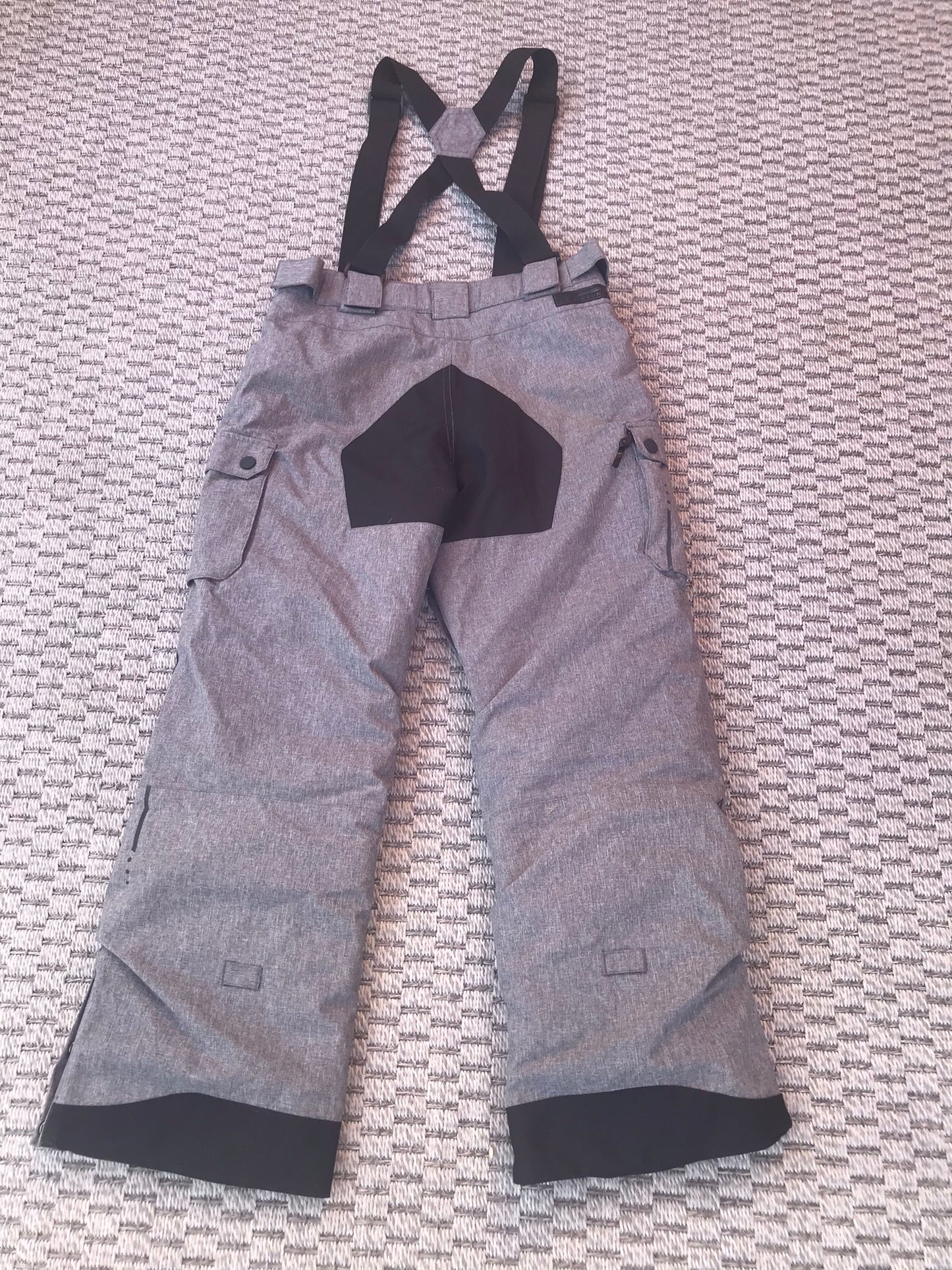 Snow Pants Child Size 12-14 Youth Ripzone Grey Black With Removeable Straps New