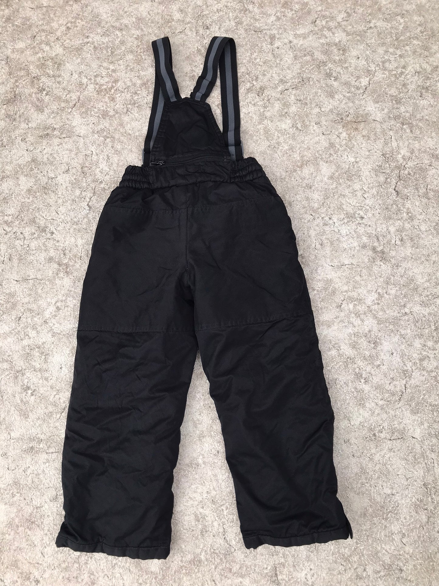 Snow Pants Child Size 6 Athletic Fleece Lined Black Pink With Straps