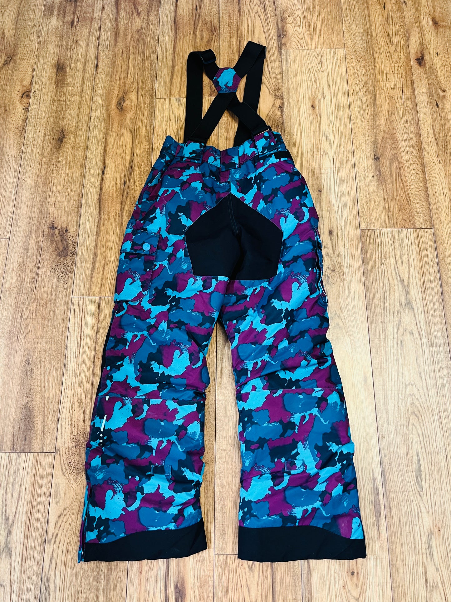 Snow Pants Child Size 8-10 Ripzone Blue Black Grey With Suspenders Like New