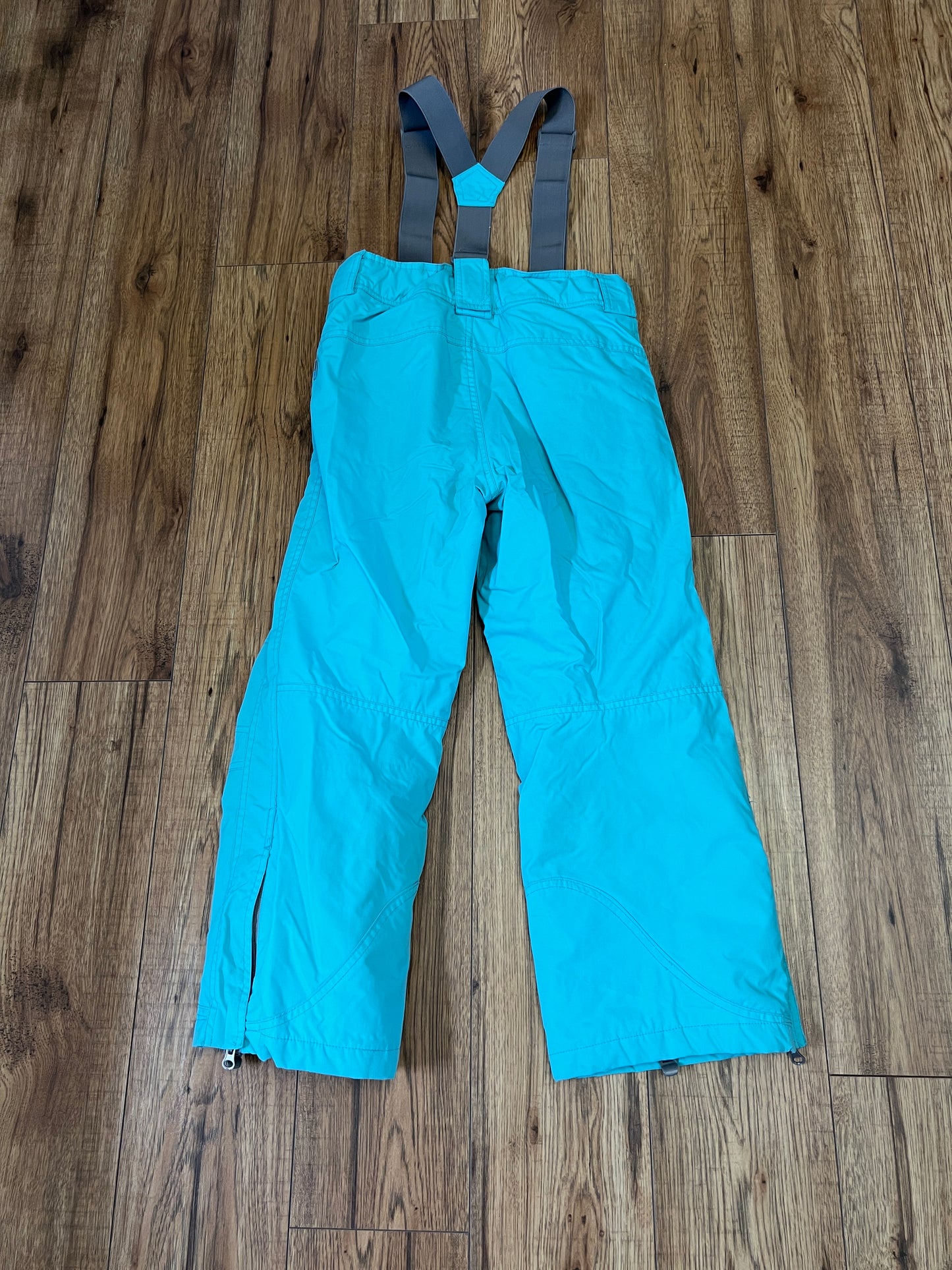 Snow Pants Child Size 8 Gravity Aqua Green With Suspenders Adjustable Waist Excellent