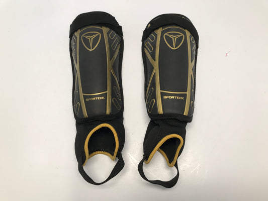 Soccer Shin Pads Child Size Youth X-Large 12-14 Black Gold