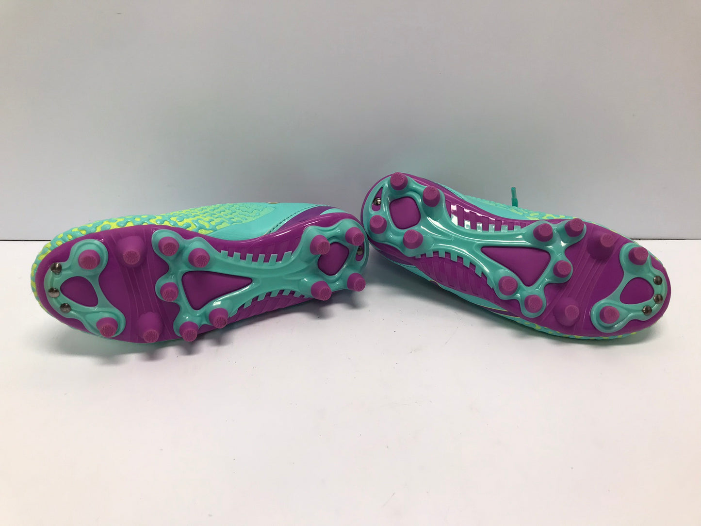 Soccer Shoes Cleats Child Size 1 Mitre Aqua Blue Lime Purple New Demo Model