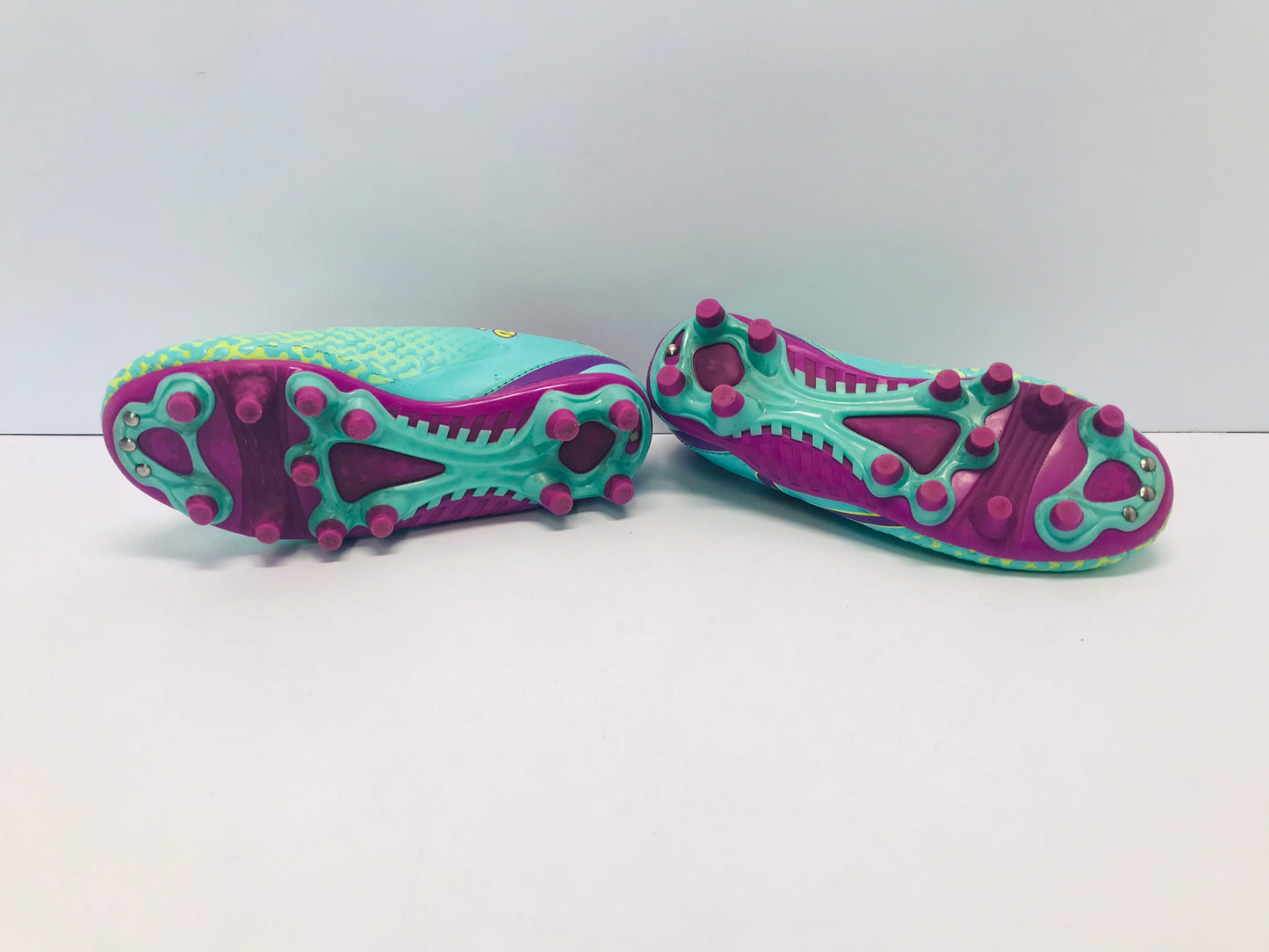 Soccer Shoes Cleats Child Size 2 Teal Purple Excellent