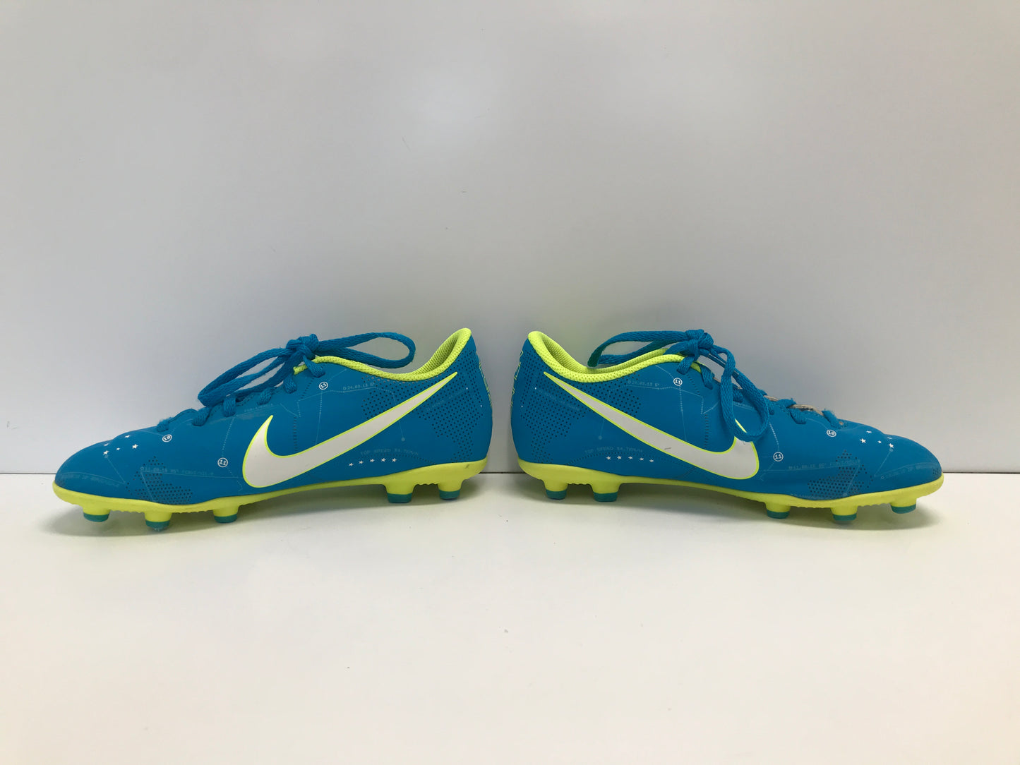 Soccer Shoes Cleats Child Size 4 Nike Neymar Mercurial Blue Lime Excellent