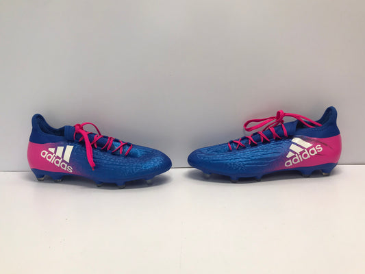 Soccer Shoes Cleats Men's size 8 Adidas Brilliant Blue and Fushia Pink With Slipper Foot Like New