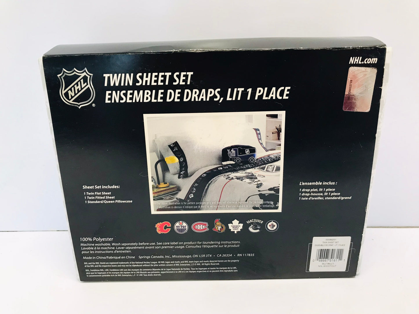 Twin Bedding Sheet Set NHL Hockey Maple Leafs Senators Canucks Oiler Canadian Flames Jets